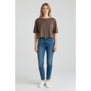 NAKED WARDROBE Women's Brown Top 2X